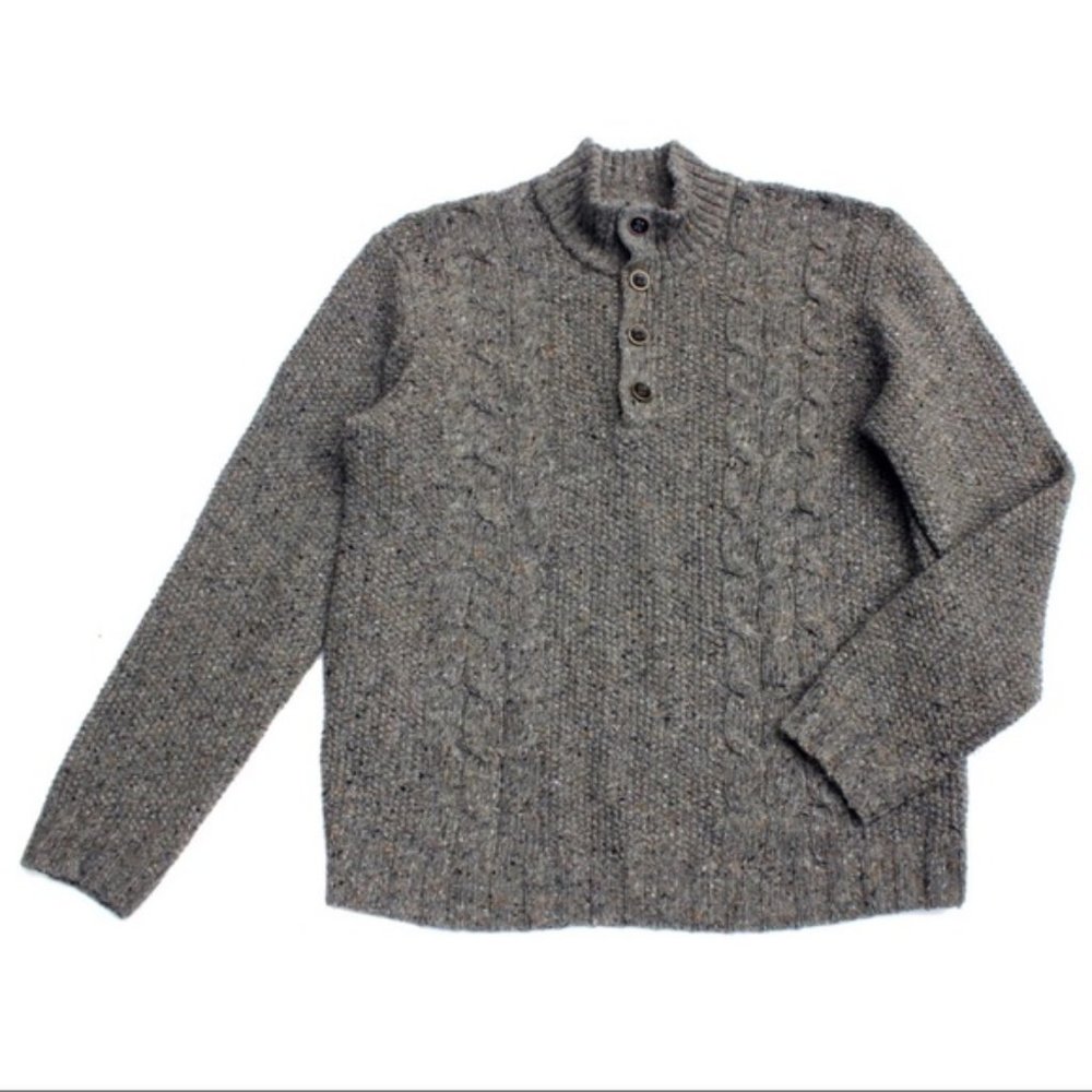 Vince. Chunky Sweater Button Mock Neck Size XL